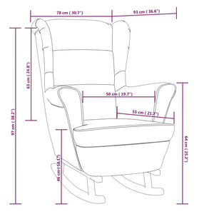 vidaXL Rocking Chair with Solid Wood Rubber Legs Light Gray Velvet-6