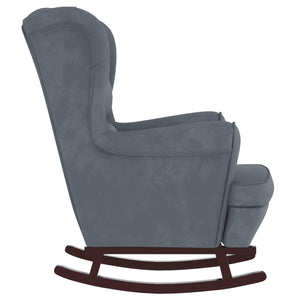 vidaXL Rocking Chair with Solid Wood Rubber Legs Dark Gray Velvet-2