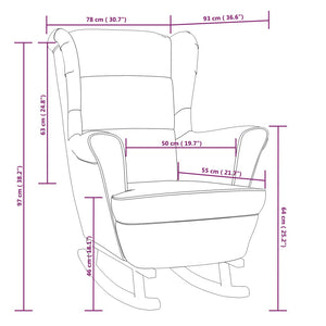 vidaXL Rocking Chair with Solid Wood Rubber Legs Dark Gray Velvet-6