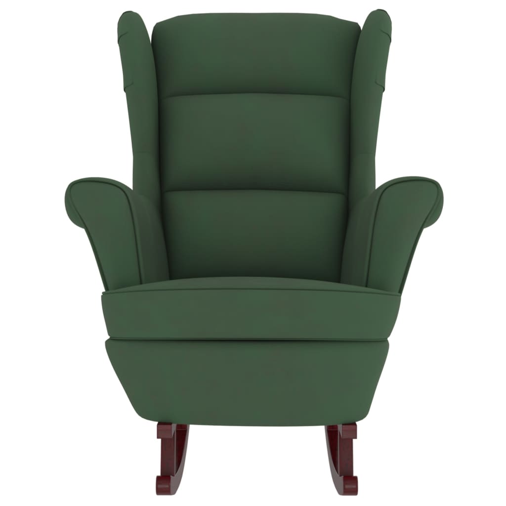 vidaXL Rocking Chair with Solid Wood Rubber Legs Dark Green Velvet-2