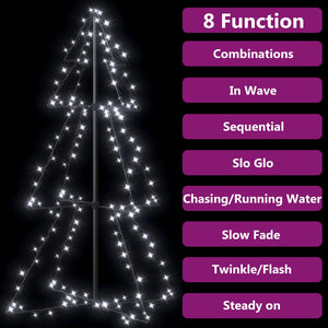 vidaXL Christmas Cone Tree Artificial Xmas Tree with LEDs Christmas Lighting-42