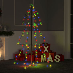 vidaXL Christmas Cone Tree Artificial Xmas Tree with LEDs Christmas Lighting-24