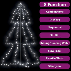 vidaXL Christmas Cone Tree Artificial Xmas Tree with LEDs Christmas Lighting-34