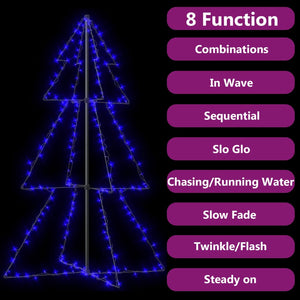 vidaXL Christmas Cone Tree Artificial Xmas Tree with LEDs Christmas Lighting-6