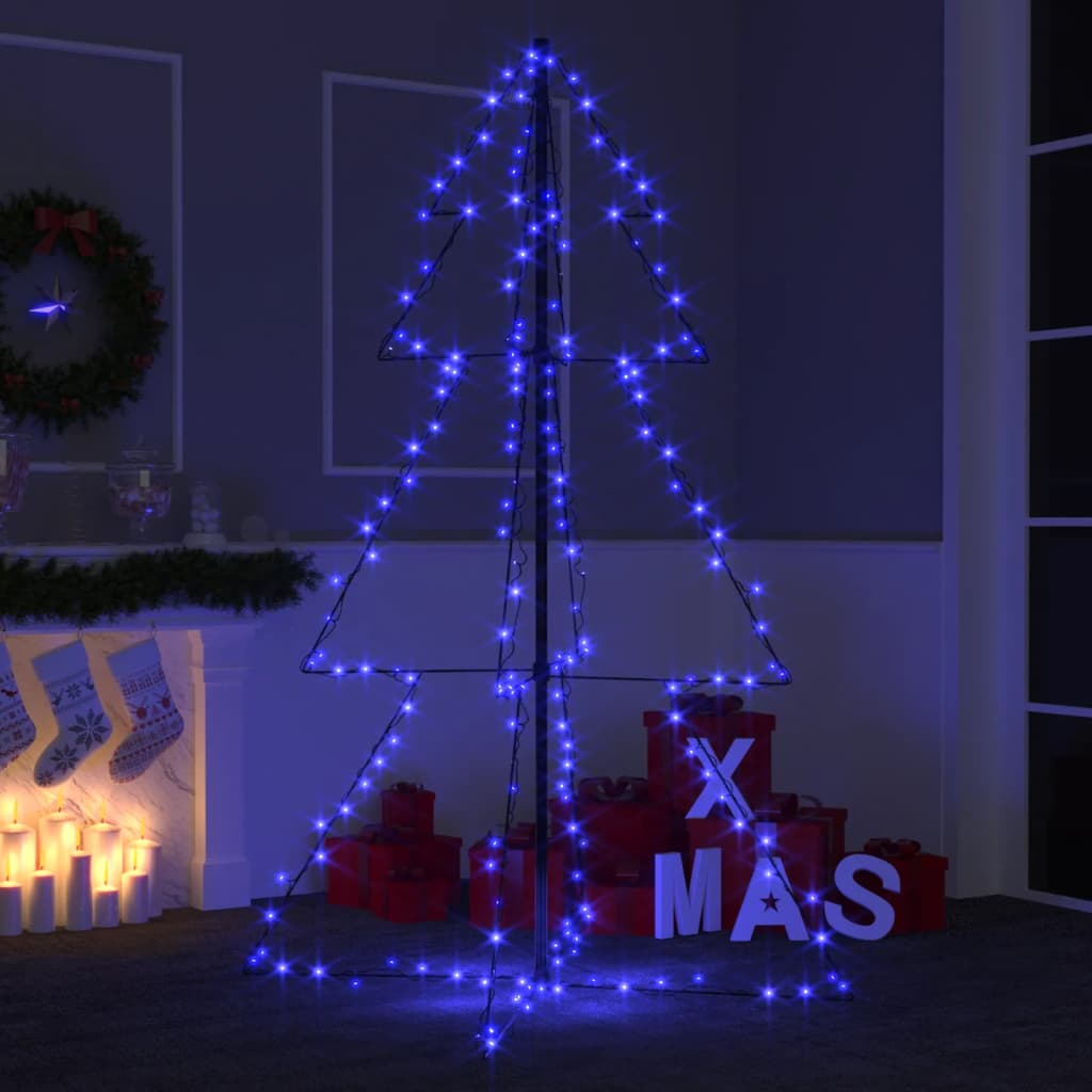 vidaXL Christmas Cone Tree Artificial Xmas Tree with LEDs Christmas Lighting-0