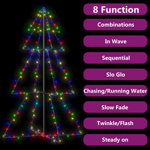 vidaXL Christmas Cone Tree Artificial Xmas Tree with LEDs Christmas Lighting-48