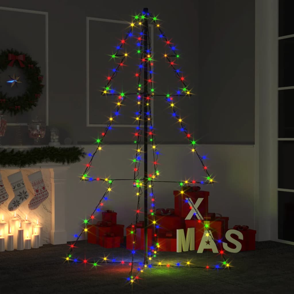 vidaXL Christmas Cone Tree Artificial Xmas Tree with LEDs Christmas Lighting-12