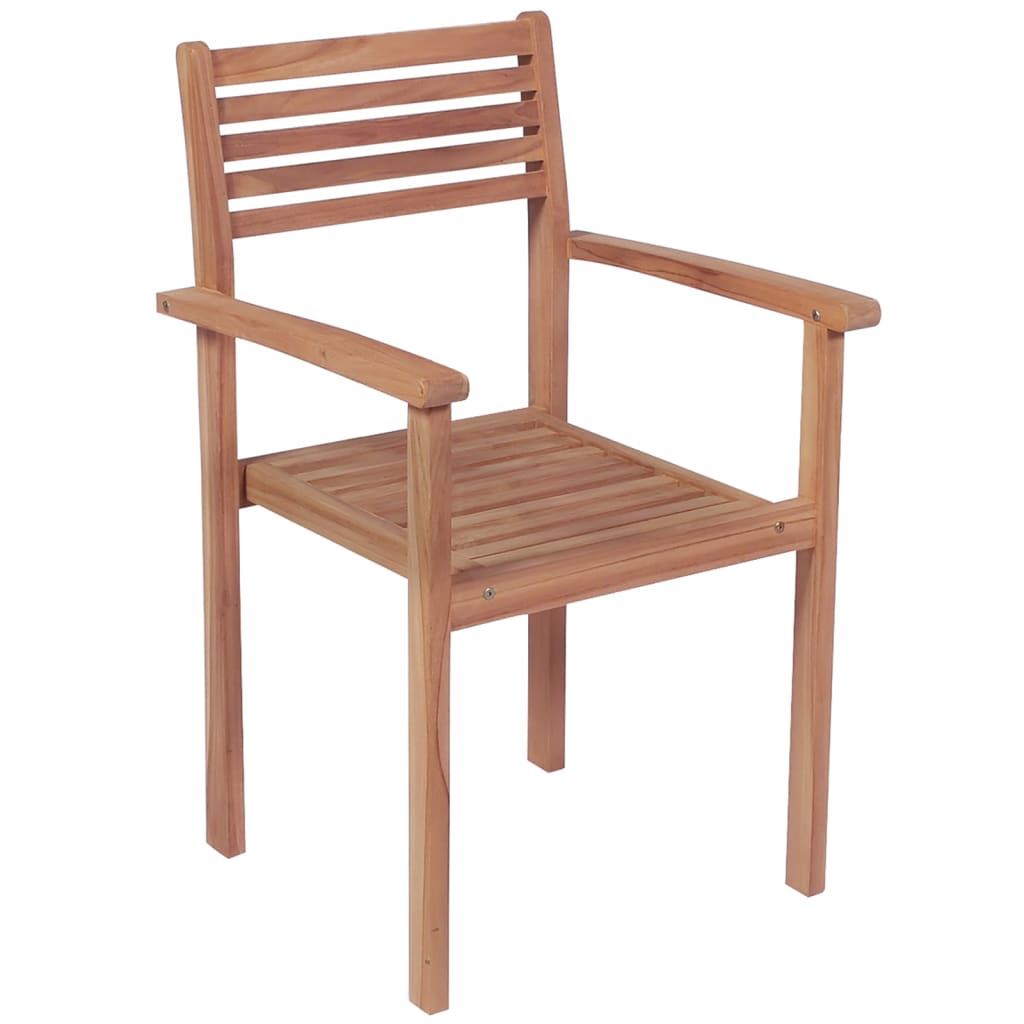 vidaXL 1/2/4/6/8x Solid Wood Teak Stackable Patio Chair Garden Lounge Seat-4