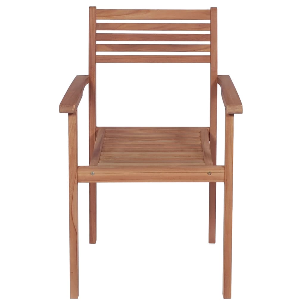 vidaXL 1/2/4/6/8x Solid Wood Teak Stackable Patio Chair Garden Lounge Seat-7