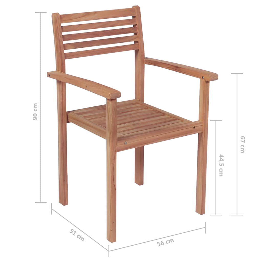 vidaXL 1/2/4/6/8x Solid Wood Teak Stackable Patio Chair Garden Lounge Seat-5