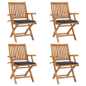 vidaXL Patio Chairs 2 pcs with Anthracite Cushions Solid Teak Wood-32