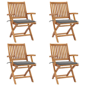 vidaXL Patio Chairs 2 pcs with Anthracite Cushions Solid Teak Wood-56