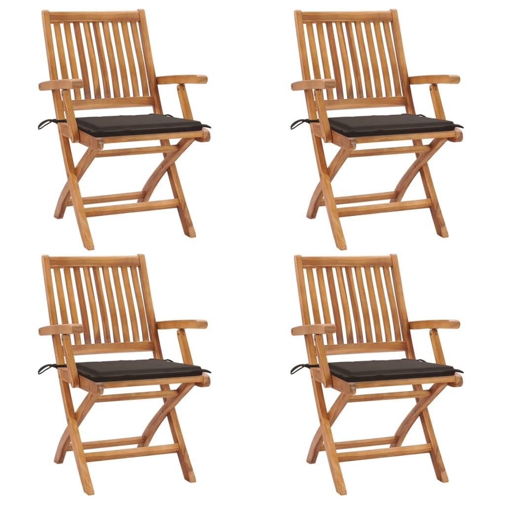 vidaXL Patio Chairs 2 pcs with Anthracite Cushions Solid Teak Wood-19