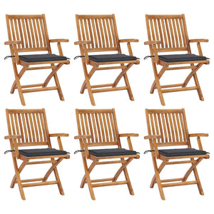 vidaXL Patio Chairs 2 pcs with Anthracite Cushions Solid Teak Wood-49