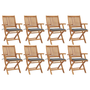 vidaXL Patio Chairs 2 pcs with Anthracite Cushions Solid Teak Wood-8