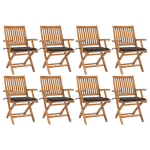 vidaXL Patio Chairs 2 pcs with Anthracite Cushions Solid Teak Wood-18