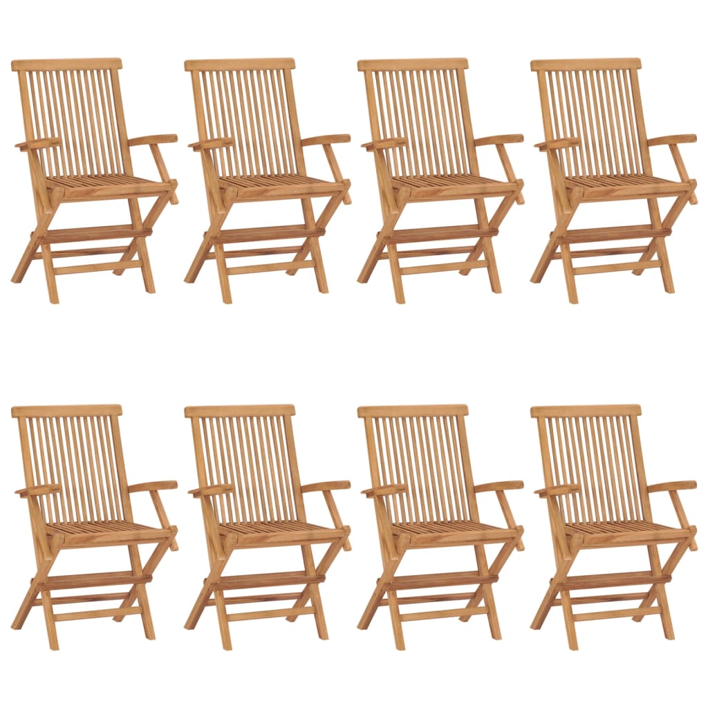 vidaXL Patio Chairs Outdoor Bistro Folding Chair with Armrest Solid Wood Teak-21