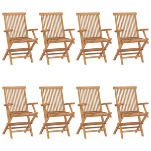 vidaXL Patio Chairs Outdoor Bistro Folding Chair with Armrest Solid Wood Teak-21