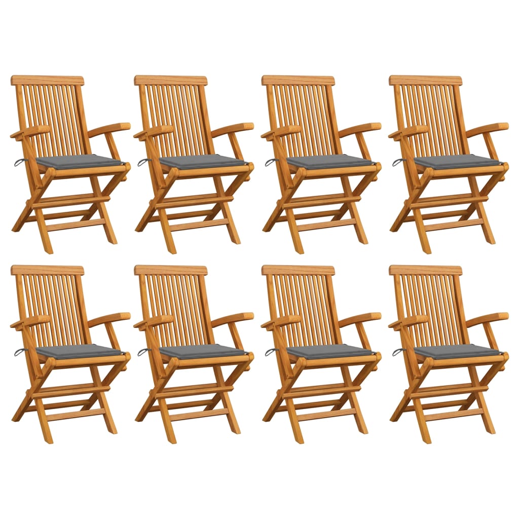 vidaXL Patio Chairs Outdoor Bistro Folding Chair with Cushions Solid Wood Teak-22