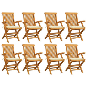 vidaXL Patio Chairs Outdoor Bistro Folding Chair with Cushions Solid Wood Teak-7