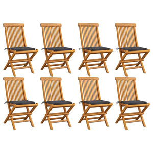 vidaXL Patio Chairs Outdoor Bistro Folding Chair with Cushions Solid Wood Teak-10