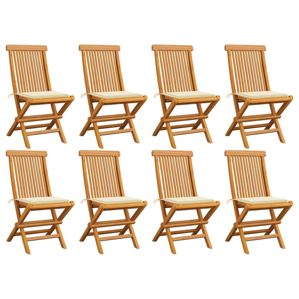 vidaXL Patio Chairs Outdoor Bistro Folding Chair with Cushions Solid Wood Teak-6