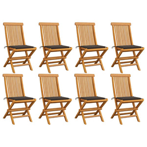 vidaXL Patio Chairs Outdoor Bistro Folding Chair with Cushions Solid Wood Teak-17