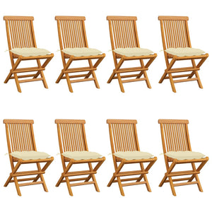 vidaXL Patio Chairs Outdoor Bistro Folding Chair with Cushions Solid Wood Teak-9