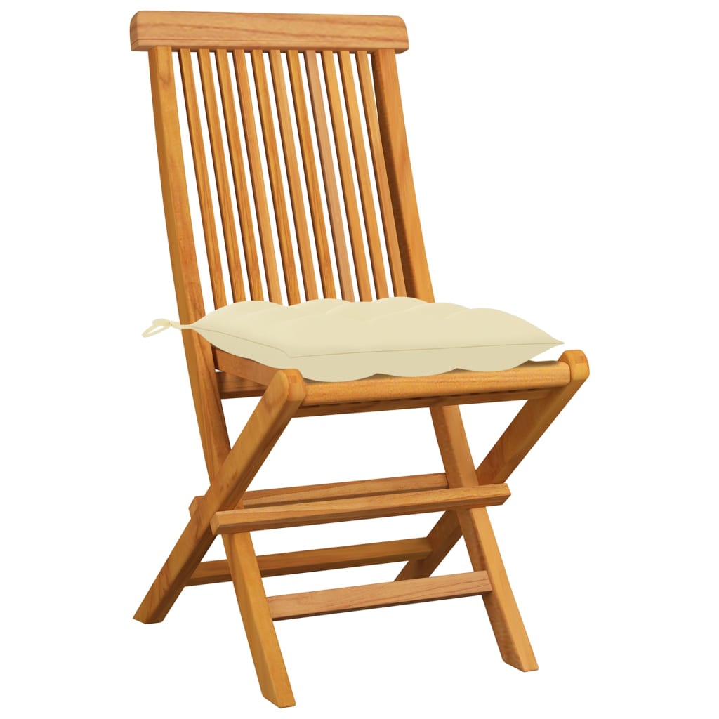 vidaXL Patio Chairs Outdoor Bistro Folding Chair with Cushions Solid Wood Teak-31