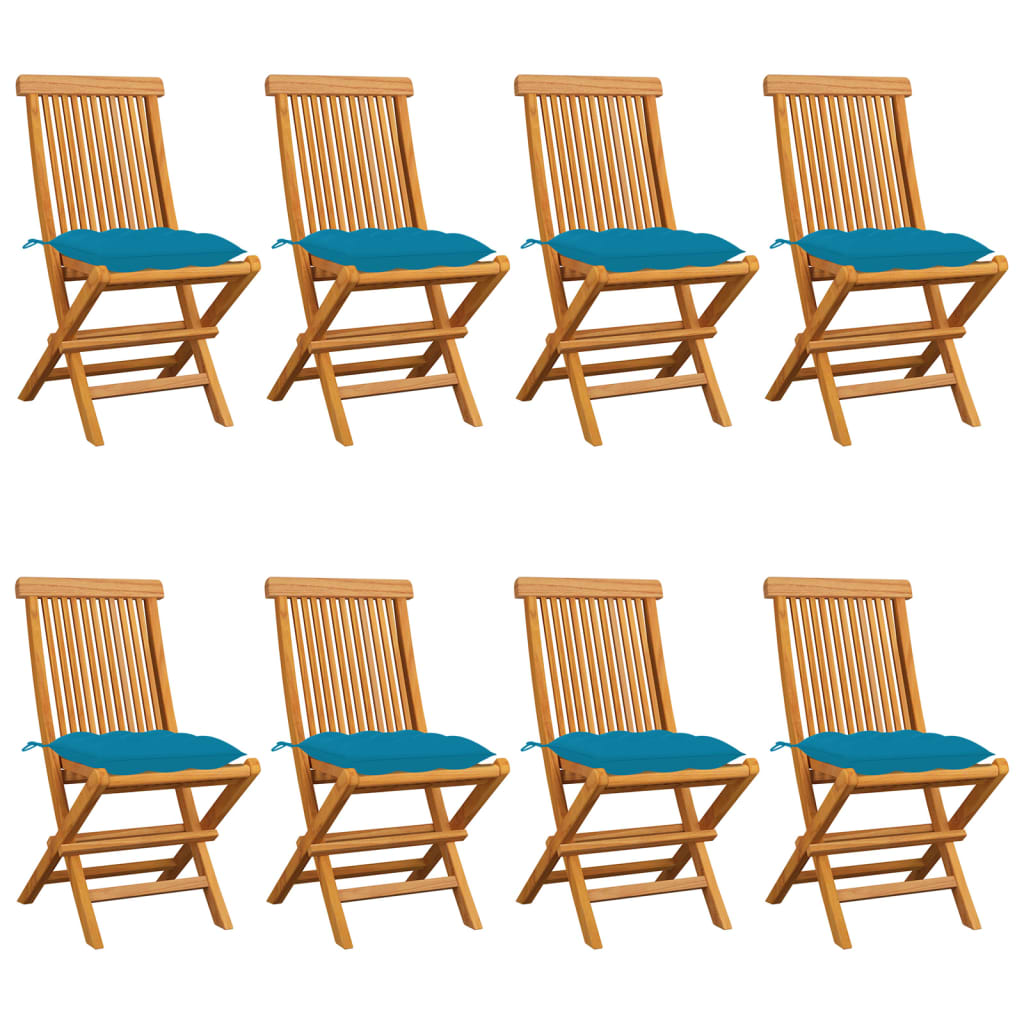 vidaXL Patio Chairs Outdoor Bistro Folding Chair with Cushions Solid Wood Teak-37