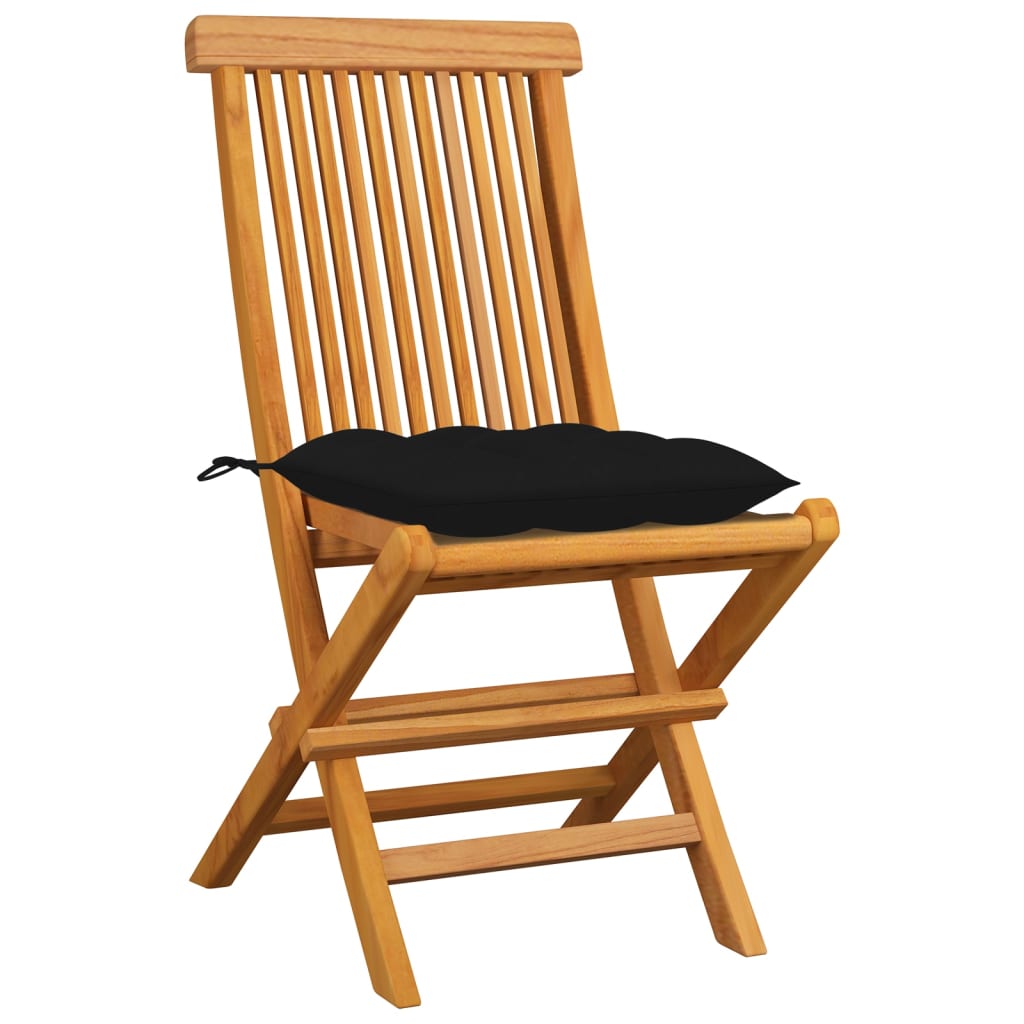 vidaXL Patio Chairs Outdoor Bistro Folding Chair with Cushions Solid Wood Teak-17