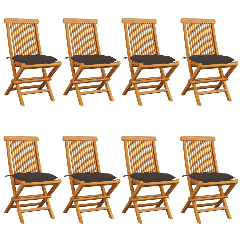 vidaXL Patio Chairs Outdoor Bistro Folding Chair with Cushions Solid Wood Teak-28