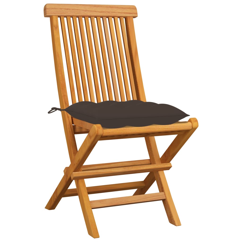 vidaXL Patio Chairs Outdoor Bistro Folding Chair with Cushions Solid Wood Teak-50