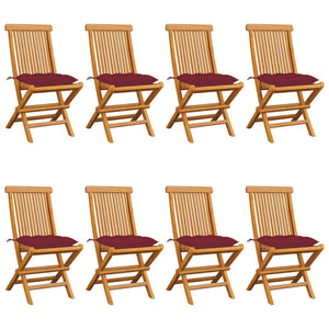 vidaXL Patio Chairs Outdoor Bistro Folding Chair with Cushions Solid Wood Teak-59