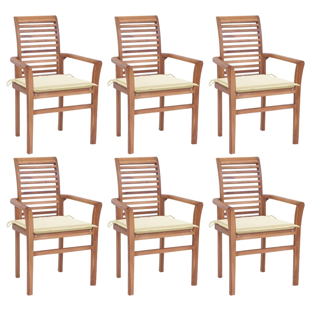 vidaXL Patio Dining Chairs Outdoor Folding Chair with Cushions Solid Wood Teak-19