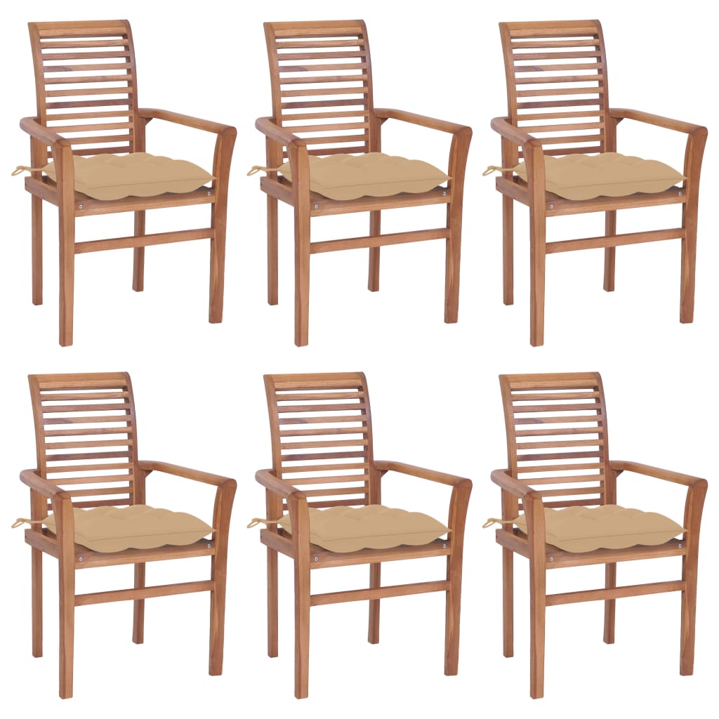 vidaXL Patio Dining Chairs Wooden Accent Chair with Cushions Solid Wood Teak-75