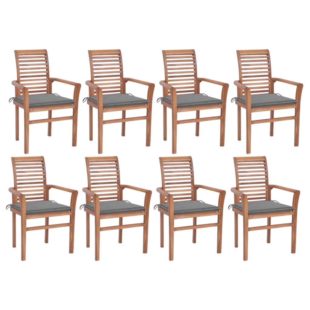 vidaXL Patio Dining Chairs Outdoor Folding Chair with Cushions Solid Wood Teak-22