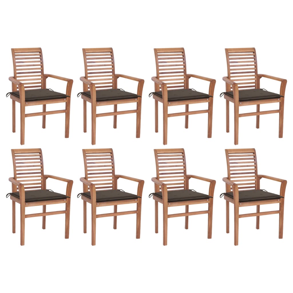 vidaXL Patio Dining Chairs Outdoor Folding Chair with Cushions Solid Wood Teak-20