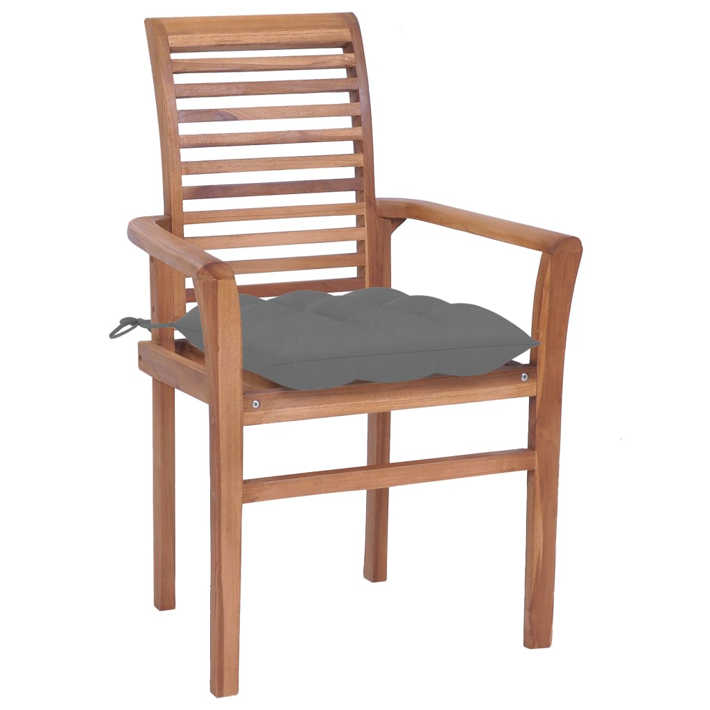 vidaXL Patio Dining Chairs Wooden Accent Chair with Cushions Solid Wood Teak-80