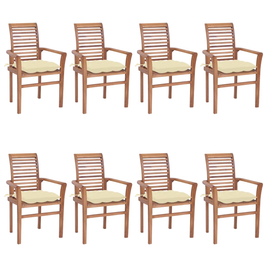 vidaXL Patio Dining Chairs Wooden Accent Chair with Cushions Solid Wood Teak-91