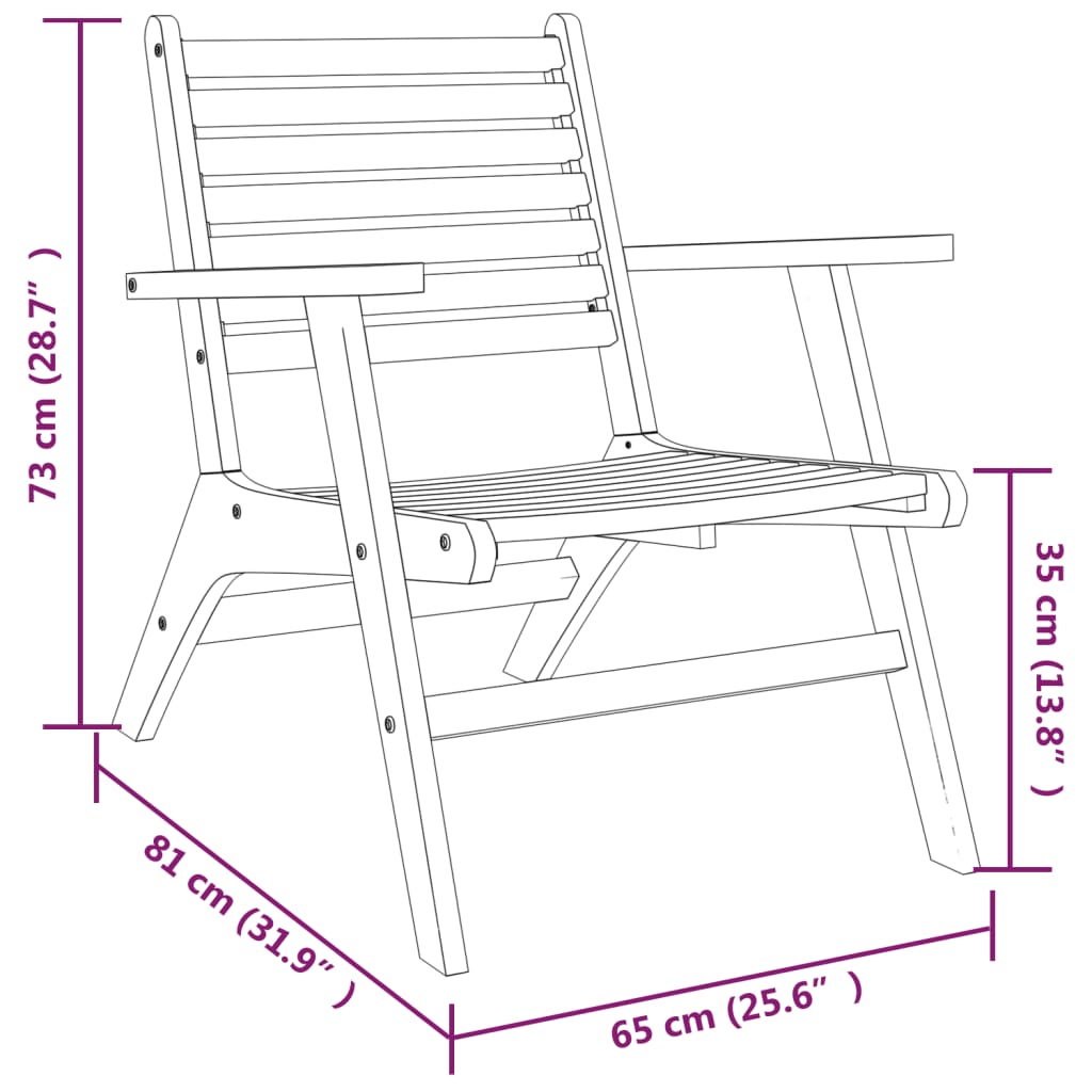 vidaXL Patio Chairs 2 pcs Solid Acacia Wood-1