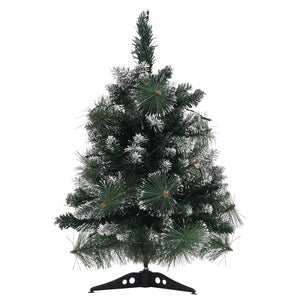 vidaXL Artificial Pre-lit Christmas Tree with Stands Decoration Green PVC-3