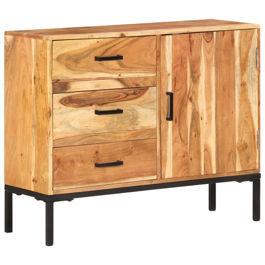 vidaXL Sideboard 34.6"x11.8"x28.7" Solid Acacia Wood-0