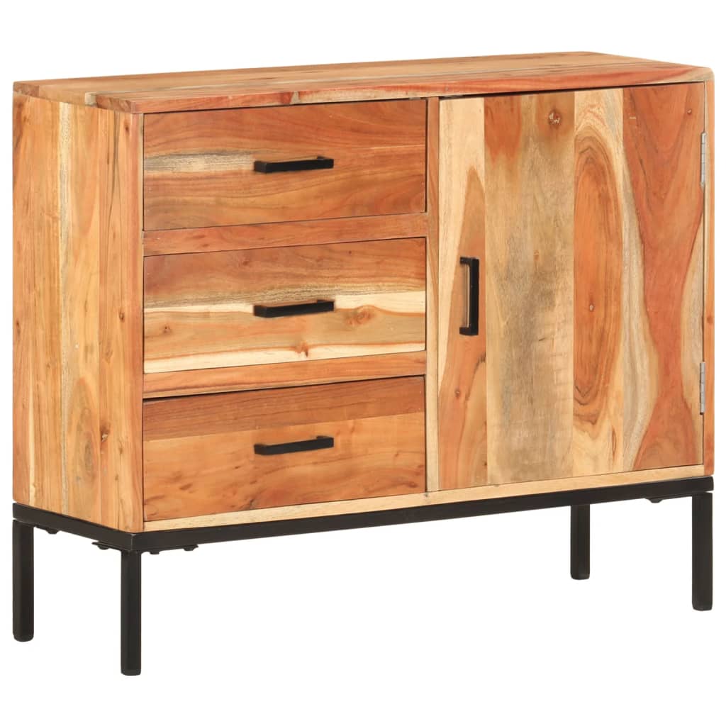 vidaXL Sideboard 34.6"x11.8"x28.7" Solid Acacia Wood-10