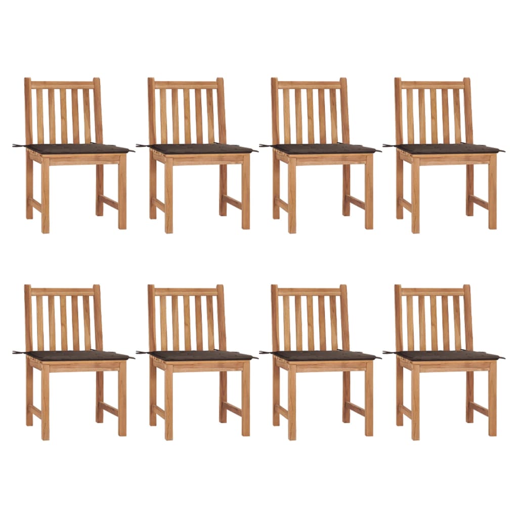 vidaXL 1/2/4/6/8x Solid Wood Teak Patio Chairs with Cushions Multi Colors-19