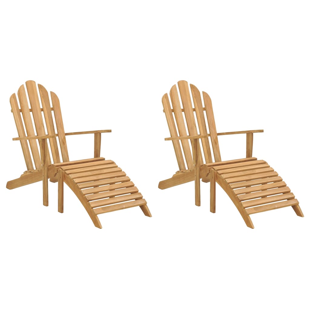 vidaXL Folding Adirondack Chair Patio Lawn Chair with Footrest Solid Wood Teak-0