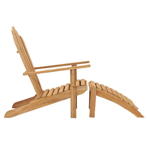 vidaXL Folding Adirondack Chair Patio Lawn Chair with Footrest Solid Wood Teak-5