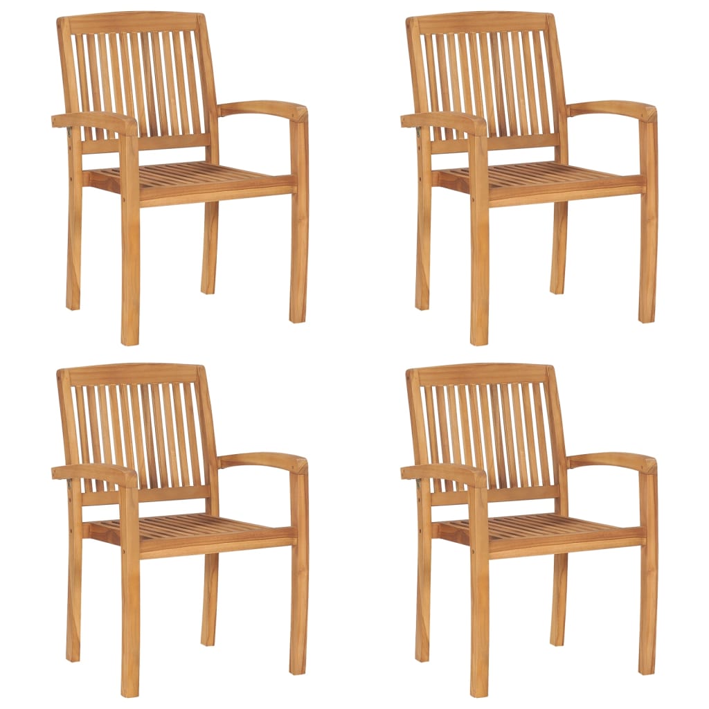 vidaXL 1/2x Solid Teak Wood Stacking Garden Dining Chair Patio Lounge Seating-11