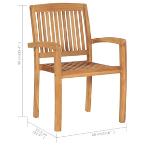 vidaXL 1/2x Solid Teak Wood Stacking Garden Dining Chair Patio Lounge Seating-7