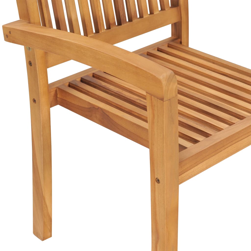 vidaXL 1/2x Solid Teak Wood Stacking Garden Dining Chair Patio Lounge Seating-10